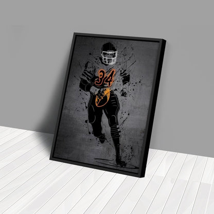Walter Payton Neon Canvas Art | Modern Wall Decor for Bears Fans
