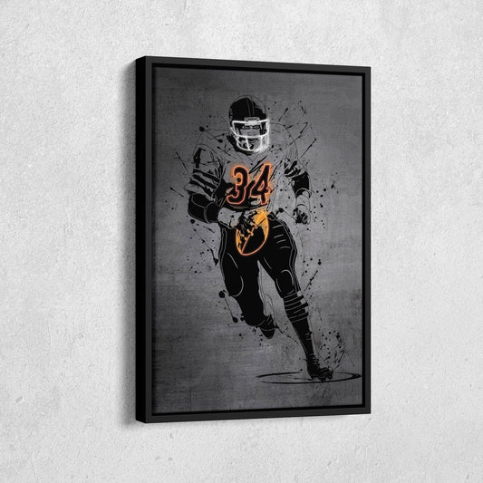 Walter Payton Neon Canvas Art | Modern Wall Decor for Bears Fans
