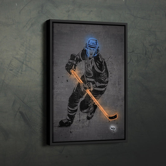 Wayne Gretzky Neon Canvas Art | Modern Wall Decor for Oilers Fans
