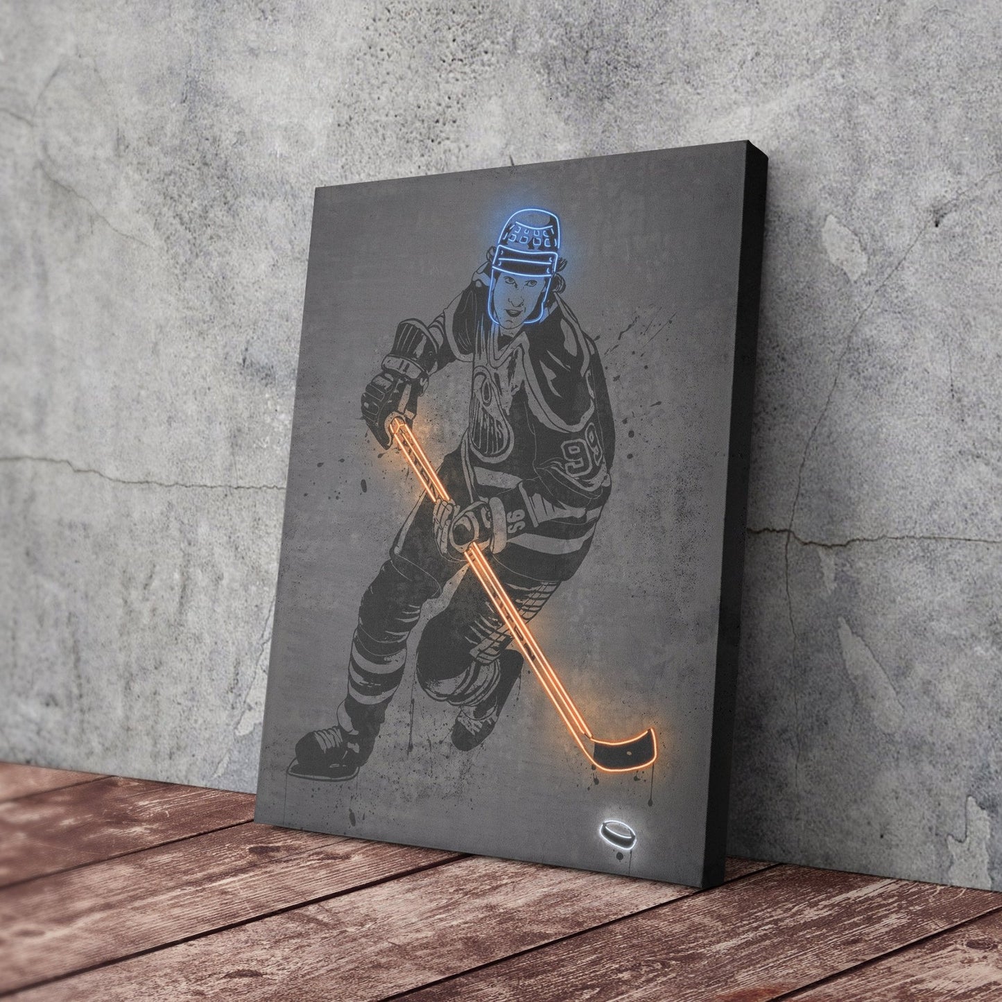 Wayne Gretzky Neon Canvas Art | Modern Wall Decor for Oilers Fans