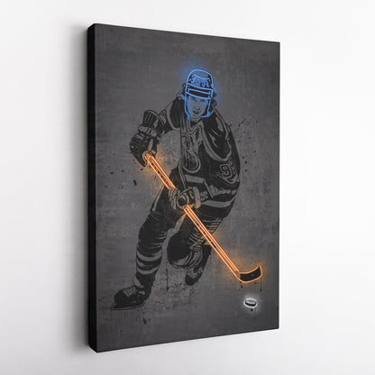Wayne Gretzky Neon Canvas Art | Modern Wall Decor for Oilers Fans